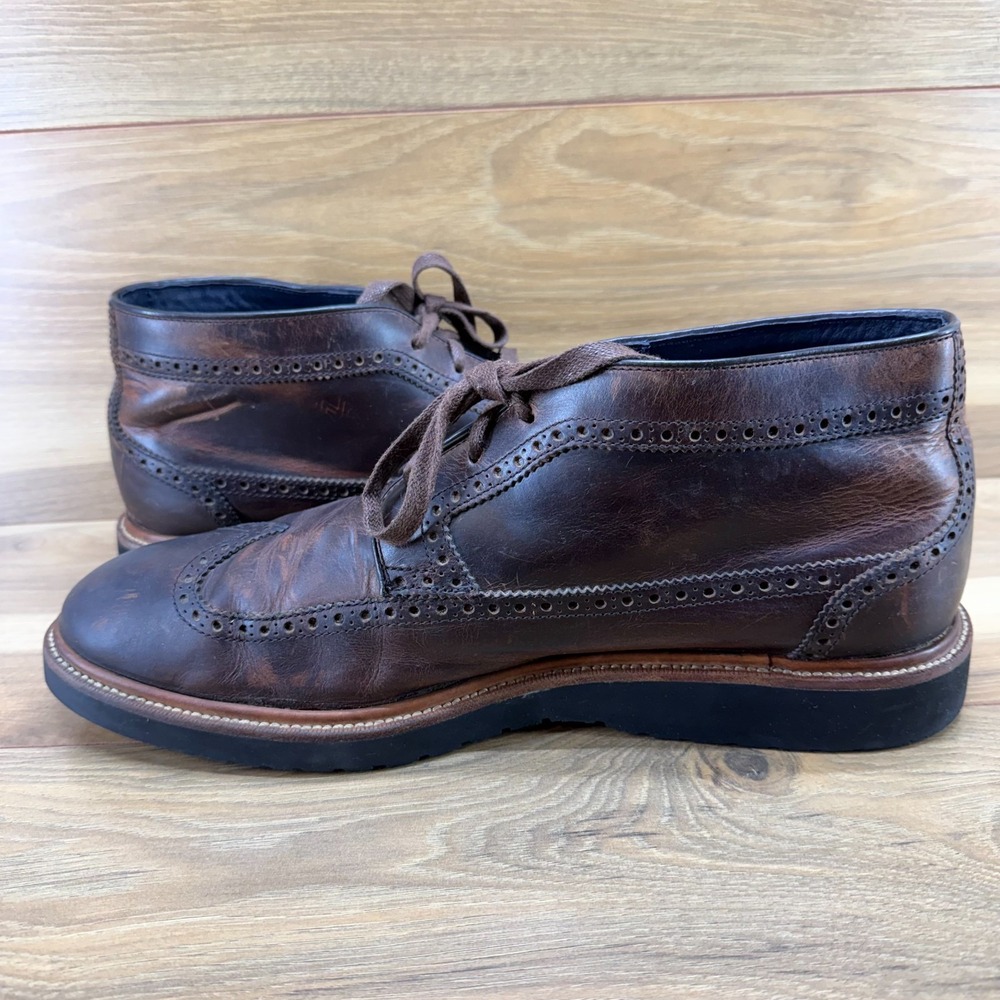 Cole Haan Martin Wedge Wingtip Boots Mens 13 M Brown Leather Lace Up Vibram Sole - Picture 6 of 11